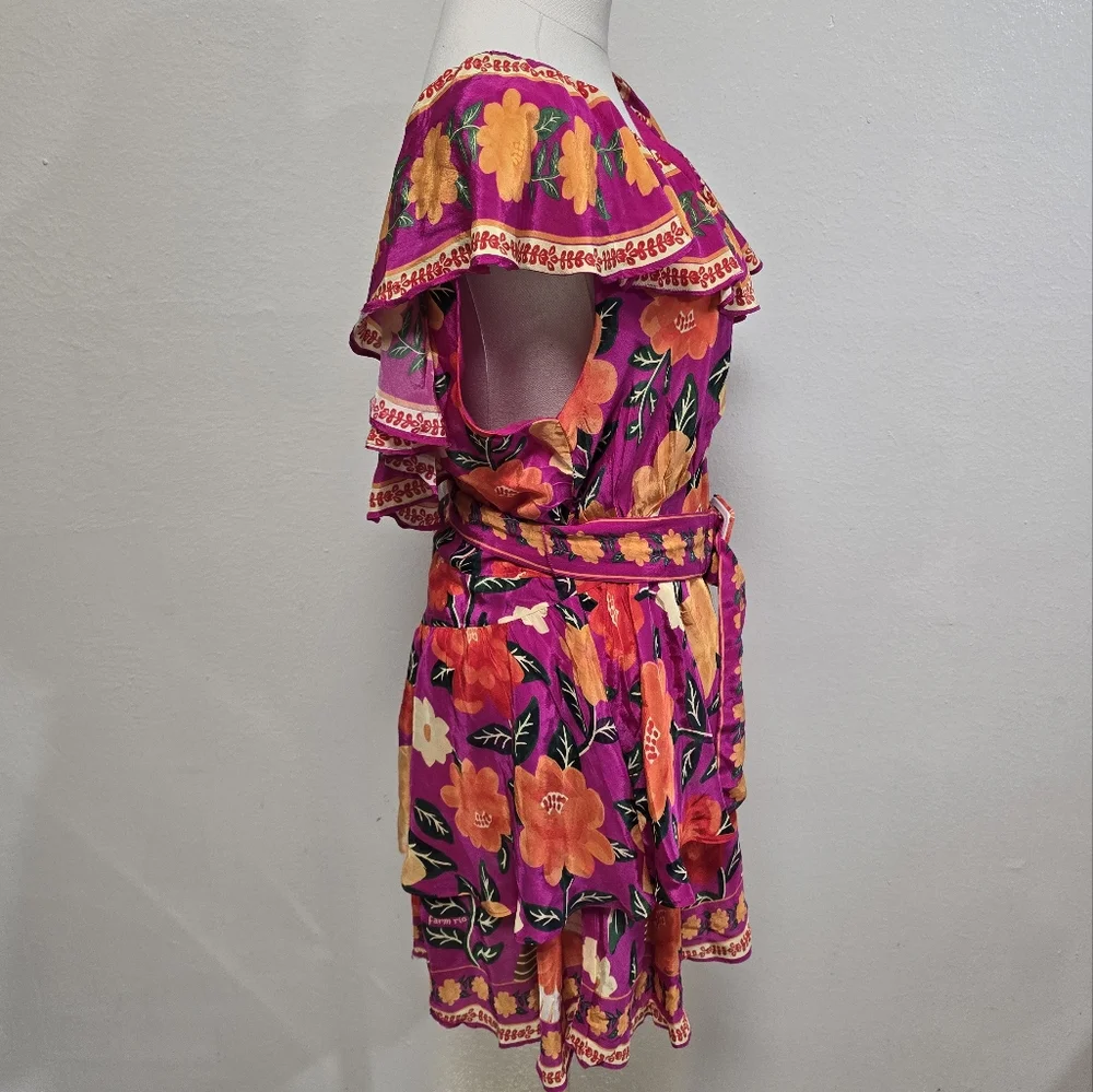 Farm Rio Flowers Tapestry Pink Mini Dress Size Large NWT